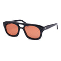 Aarka Olympus double-bar square sunglasses with terracotta polarized lenses, angled front view.