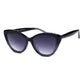 Aarka Rosea black and grey cat-eye sunglasses with polarized lenses, angled front view.