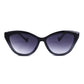 Front view of Aarka Rosea black and grey cat-eye sunglasses featuring polarized lenses.