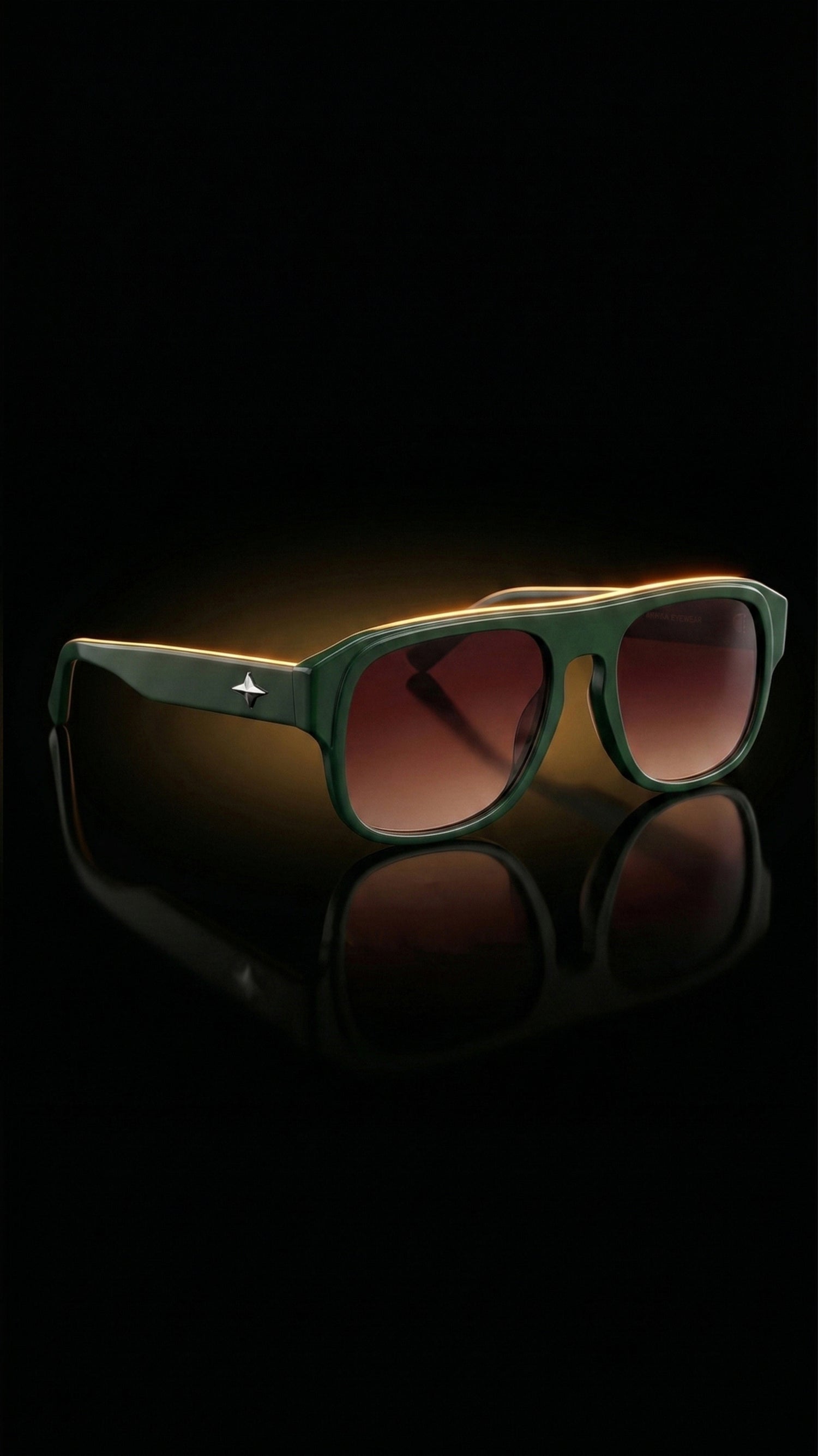 AARKA Aster C3 green and brown gradient aviator polarized sunglasses.